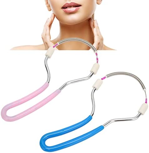 Spring Facial Hair Remover, Threading Hair Removal Manual Face Epilator Coil Hair Removal Portable Handheld Stainless Steel with Handle for Women Removing Chin Cheek Mustache Upper Lip Neck Sideburns