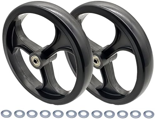 Rollator Walker Replacement 8 inch Front Wheel,Heavy Duty Rollator Front Wheel Assembly,8 inch Solid Wheel, 8" 3 Rib Caster Wheel,Universal Parts,MDS86825FW,MDS86800WXWFW,9501A75007.(1Pr Black)