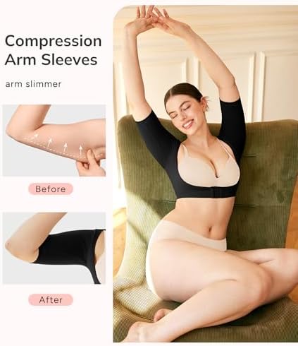 LODAY Arm Compression Sleeves for Women Lipo Upper Arm Shaper Post Surgery Slimming Arm Sleeve