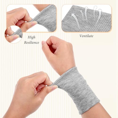 4 Pairs Wrist Compression Sleeve Soft Elastic Wrist Support Brace Wrists Band Breathable Tennis Sweatbands Brace for Wrists Protect Carpal Tunnel Wraps Protector for Sport Fitness Workout Typing