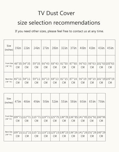19-70inch Universal TV Cover, Modern Art TV Cover, Effective Waterproof and Dust Cover,Desktop/Hanging TV Dust Cover TV Protection(Size:43in,Color:B)