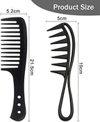 2 Pcs Wide Tooth Comb, Large Tooth Curl Comb Shark Teeth Hair Hairstyle Tool for Curly Wet Wavy Thick Hair Wigs Barber Salon, Women Men