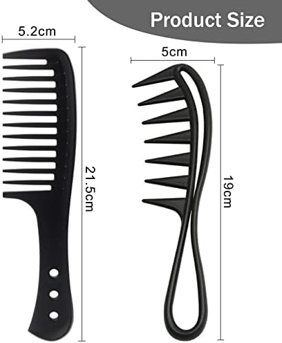 2 Pcs Wide Tooth Comb, Large Tooth Curl Comb Shark Teeth Hair Hairstyle Tool for Curly Wet Wavy Thick Hair Wigs Barber Salon, Women Men