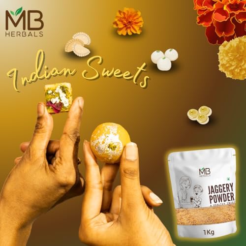 MB Herbals Jaggery Powder 2.2 lb (1 Kg / 35 oz) | Raw Untreated Jaggery Powder | No Anti-Caking Agent Used | No Preservative | Absolutely Natural