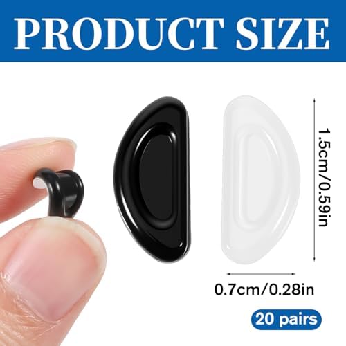 20 Pairs Eyeglass Nose Pads for Glasses Anti-Slip Stick On Silicone Cushions Soft Comfortable Replacement Adhesive Nosepads Reduce Pressure Prevent Slipping for Sunglasses Reading Glass Plastic Frames