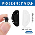 20 Pairs Eyeglass Nose Pads for Glasses Anti-Slip Stick On Silicone Cushions Soft Comfortable Replacement Adhesive Nosepads Reduce Pressure Prevent Slipping for Sunglasses Reading Glass Plastic Frames