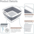 2.4 Gal(9L) Collapsible Dish Basin with Drain Plug, Space Saving Outdoor Multiuse Foldable Sink Tub, Dishpan, Kitchen Storage Tray for Camping, Vegetable Washing, RV (Gray)