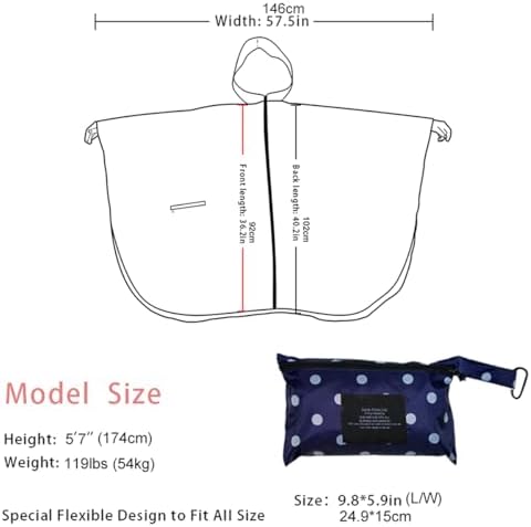 Fashion Hooded Rain Poncho Waterproof Raincoat Jacket with pocket for Women/Men/Adult