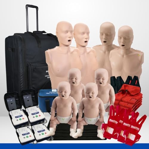 PRESTAN 2 Female CPR Manikin, 2 Male, and 4 Infant CPR Manikin Training Kit w/AED Trainers and Accessories, Medium Tone, MCR Medical