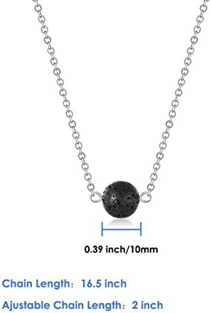Lava Stone Bead Essential Oil Diffuser Necklace, Lava Ball Essential Pendant Aromatherapy Jewelry with 16.5 inches O Chain