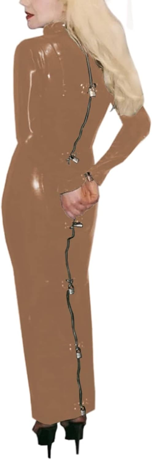 Lockable Costume Lockable Dress Bag Wear Male Women Night Club Wear,Light Brown,XL