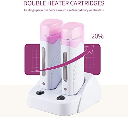 110V Roll On Wax Warmer for Hair Removal, Double Wax Roller Heater, Home Waxing Kit for Women and Men