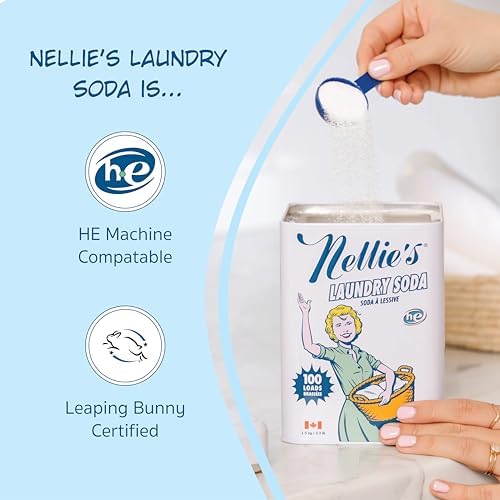 Nellie's Laundry Soda - Concentrated Laundry Detergent Powder - 100 Load - Gentle on Skin and Environment - Fragrance-Free - (Made in Canada)