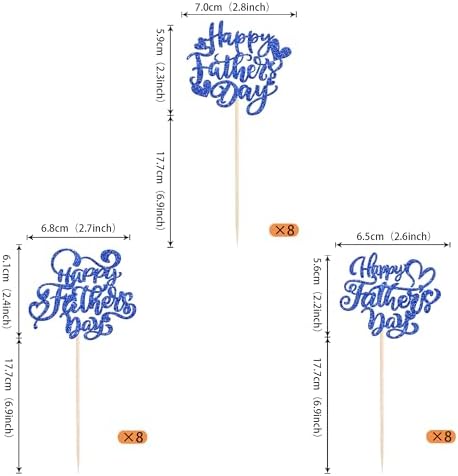 Rsstarxi 24 Pack Happy Father's Day Cupcake Toppers Happy Fathers Day Party Decorations Love Daddy Best Father Cupcake Picks for Happy Father's Day Party Cake Decorations Deep Blue