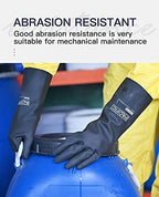 PACIFIC PPE Chemical Resistant Gloves, Heavy Duty Industrial Rubber Gloves, Resist Acid, Alkali and Oil, 12.6", X- Large