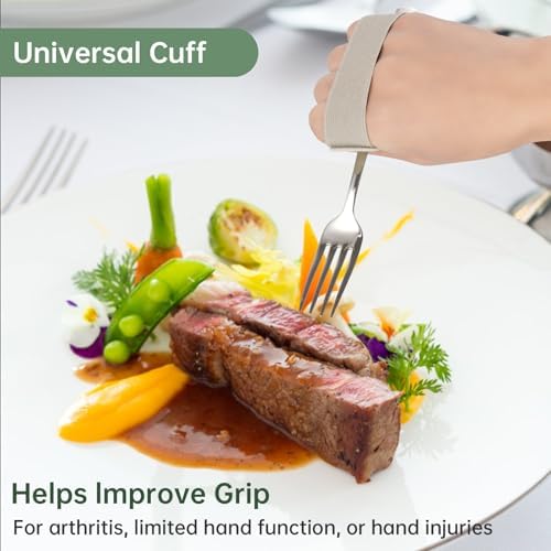 3 Pack Universal Cuff, Universal Hand Strap for Holding Utensils, Eating Assistance Cuff for Weak Grip & Limited Mobility (3 Different Designs to Suit Various preferences)