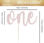 One Cake Topper - Rose Gold Glitter 1st Birthday Cake Decorating Supplies for Boys or Girls, First Birthday Cake Topper for Baby Shower 1st Birthday Party Supplies Photo Booth Props