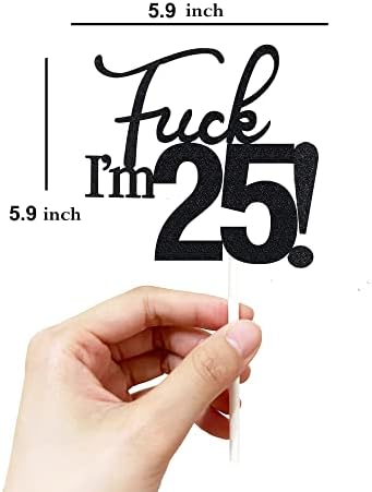 25 Cake Toppers, 25 Birthday Cake Toppers-Black Glitter, Funny 25th Cake Topper for Men,25 Cake Topper For Women, 25th birthday decorations,25th Birthday Cake Topper Twenty five
