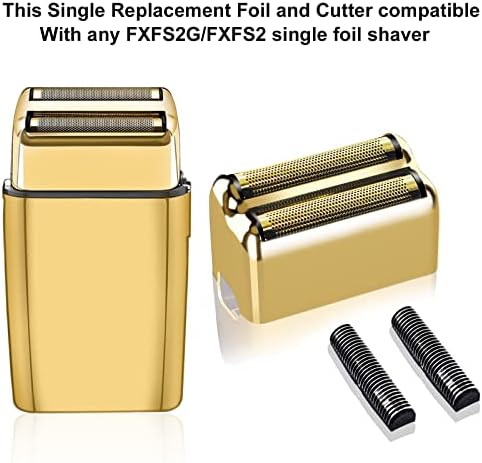 2 pack Professional Replacement Foil and Cutters for BaBylissPRO Barberology Double Foil Shaver, Compatible with BaBylissPRO Barberology FXFS2 Shaver，Gold