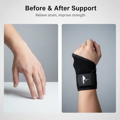 2 Pack Wrist Braces - Wrist Wraps for Carpal Tunnel, Arthritis, and Tendinitis Pain Relief - Fits Both Right and Left Hands - Compression and Support for Fitness Enthusiasts