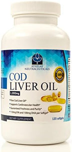 Cod Liver Oil Capsules - Premium Certified Pure and Fresh - Triple Strength - Heart Healthy - 120 Softgels - Natural Supplement - 240mg of Omega 3 Fatty Acids - No Fishy Taste!