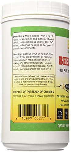 Beef Protein Powder, Vanilla, 2.3 Pound