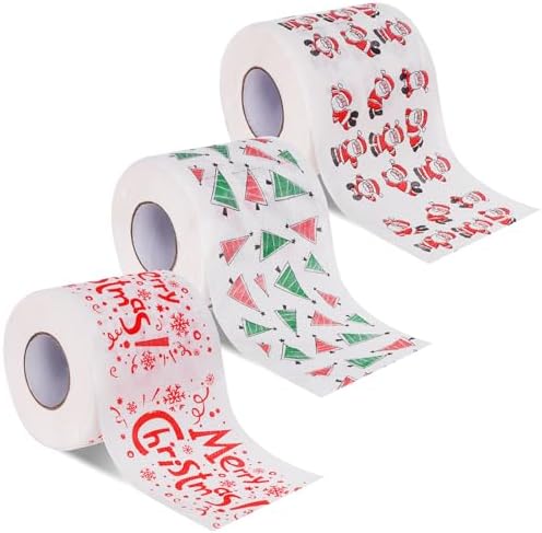 3 Rolls of Merry Christmas Santa Claus Toilet Paper Tissue Napkin Prank Fun Birthday Party Novelty Gift Idea