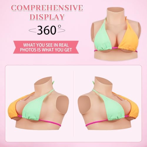 Realistic Silicone Breastplate Breast Forms for Crossdressers Transgender, B-I Cup Fake Boobs for Drag Queen Cosplay