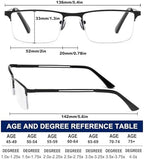 for Men Blue Light Blocking Reading Glasses, Half Frame Metal Readers with Spring Hinge, 3-Pack