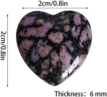 Marrywindix 15 Packs 0.8 Inch Healing Crystal Natural Rhodonite Heart Love Carved Palm Worry Stone Chakra Reiki Balancing