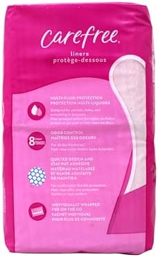 Carefree Extra Long Panty Liners, Unscented, Multi-Fluid Protection, 36 Count (Pack of 5)