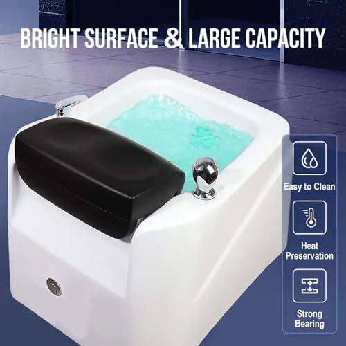 Acrylic Pedicure Spa, Foot Massage Tubs with 7 Color LED Lights, Surfing Pedicure Footbath with Black Foot Pads, Adjustable Temperature Bathtub for Home, Salon, Spa