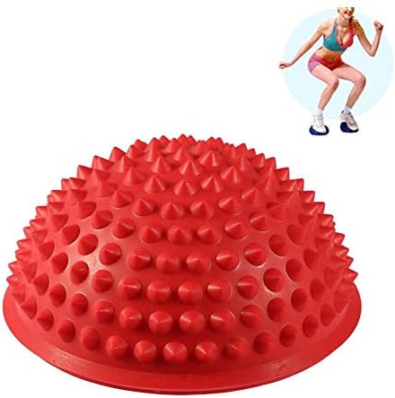 5 Colors Half Round PVC Massage Ball Body Rolling Pods Spiky Balance & Dome Yoga Balls Fitness Exercise Gym Massager(red)