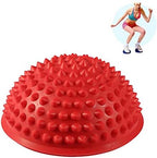 5 Colors Half Round PVC Massage Ball Body Rolling Pods Spiky Balance & Dome Yoga Balls Fitness Exercise Gym Massager(red)