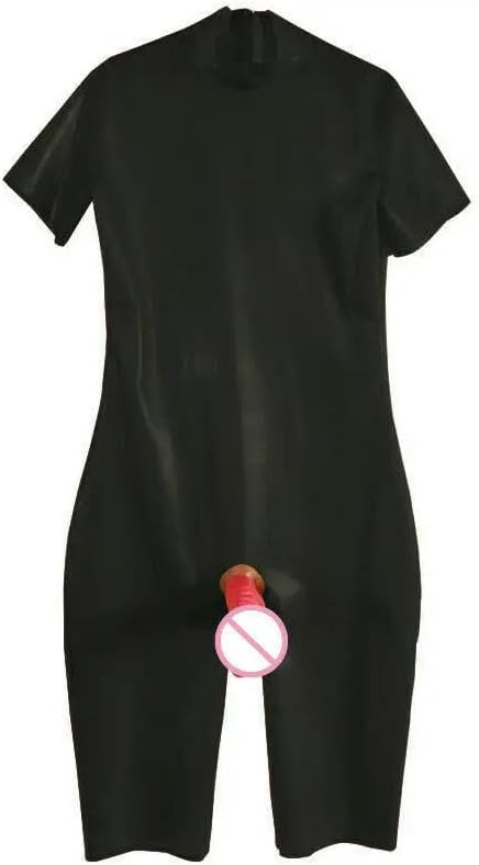 MiZuh 100% Latex Rubber Fitness uniform Catsuit Sexy Black Suit Fixed Party 0.4mmS-XXL