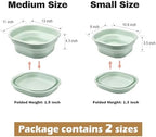 Collapsible Wash Basin Set of 2, Foldable Small Medium Size Wash Basin, Portable Plastic Basins for Laundry, Bottles, Travel, Camping (Green)