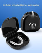 JMU Retainer Case with Vent Holes, Mouth Guard Case Dental Storage Container, Black