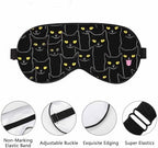Black Cats Sleep Eye Mask Halloween Spooky Feline Kitten Face Men Women Sleep Mask with Adjustable Strap Eye Cover Eye Shade for Travel, Nap,Meditation