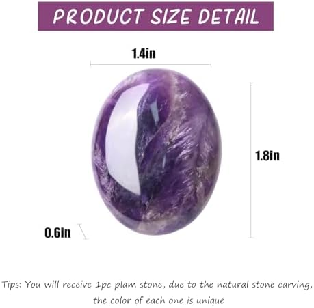 WHAL&YUNE Amethyst Palm Stone Healing Crystals Worry Stone Natural Polished Stone for Meditation Energy Balancing Therapy Hot Massage Gifts -1.7 inches (1PC)