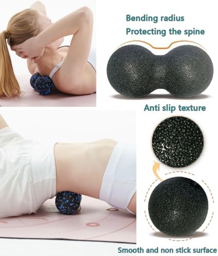 Hard Peanut Massage Ball - Double Ball for Trigger Point Therapy, Myofascial Release, Deep Tissue Fitness Massage & Relax Tight Muscles, Peanut Ball 16cm & Trigger Point Massage Ball 8cm (B)