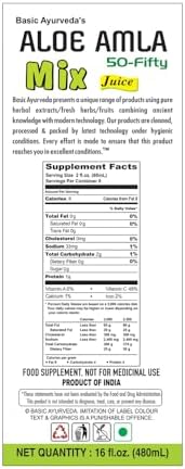 Basic Ayurveda Aloe Vera & Amla Herbal Mix Juice (Pack of 2) | 16.23 Fl Oz (480ml) | Supports Digestion, Immunity & Detox | Rich in Natural Vitamin C | No Added Sugar | Gluten Free, Non-GMO & Vegan