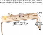 Adjustable Overbed Table, Over The Bed Table with Wheels, King Size Bed Table, Rolling Tray Table for Laptop and Writing, White Wood color