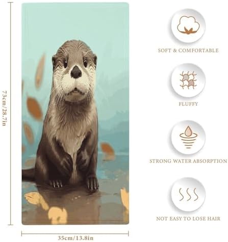 MUSM Premium Hand Towels for Bathroom Ultra Soft Printed Towels Coral Velvet Kitchen Hand Cute Otter Towel Highly Absorbent Hotel Spa Towel Collection 13.8 X 28.7 in
