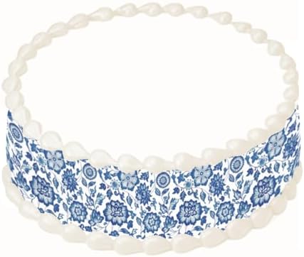 Floral Edible Cake Topper image Strips (3 per sheet) Blue Oriental flowers cake border decoration