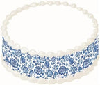 Floral Edible Cake Topper image Strips (3 per sheet) Blue Oriental flowers cake border decoration