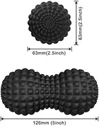 SELEWARE Peanut Massage Ball, Peanut Double Lacrosse Massage Roller Ball for Back Neck Shoulder Spine Legs Hips, Deep Tissue Peanut Roller Ball Trigger Point Muscle Massage Ball, Black