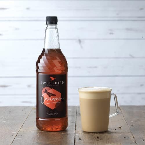 Sweetbird Cinnamon Flavored Syrup – 1 Liter (Vegan, GMO Free, All Natural)
