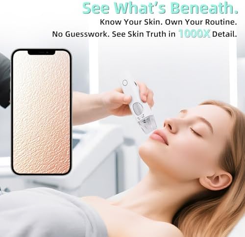 At-Home Skin & Scalp Analyzer - 2MP 1000X Wireless HD Microscope to Inspect Pores, Wrinkles & Hair Follicles, Connect to Your Phone or PC, Personal Beauty Magnifier for Home & Salon Use