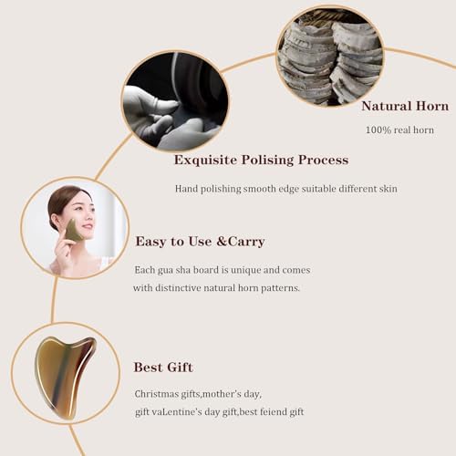 GuaSha Tool for Face and Body Natural OX Buffalo Horns Scraping Board Massage Tool Acupuncture Scraper 牛角刮痧板按摩棒 (0.4in Thick)