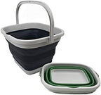 SAMMART 10L (2.6 Gallon) Collapsible Rectangular Handy Basket/Bucket (Slate Grey + Dark Sea Green (Set of 2))